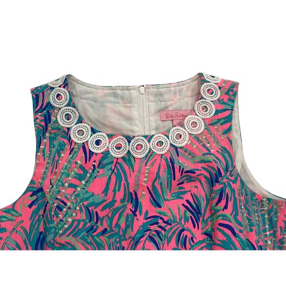 Lilly Pulitzer Girls Mini Mila Shift Dress, Blue, Pink, Tropical, Size 12 - Picture 2 of 13